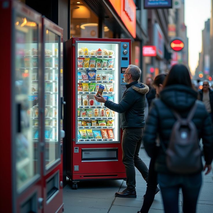 Smart vending machine with cashless payment system, touch screen interface, and real-time inventory tracking