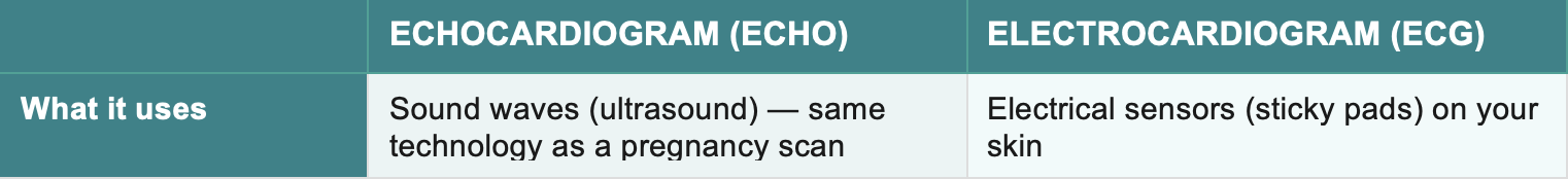 Table of echo vs ecg features Table of echo vs ecg features