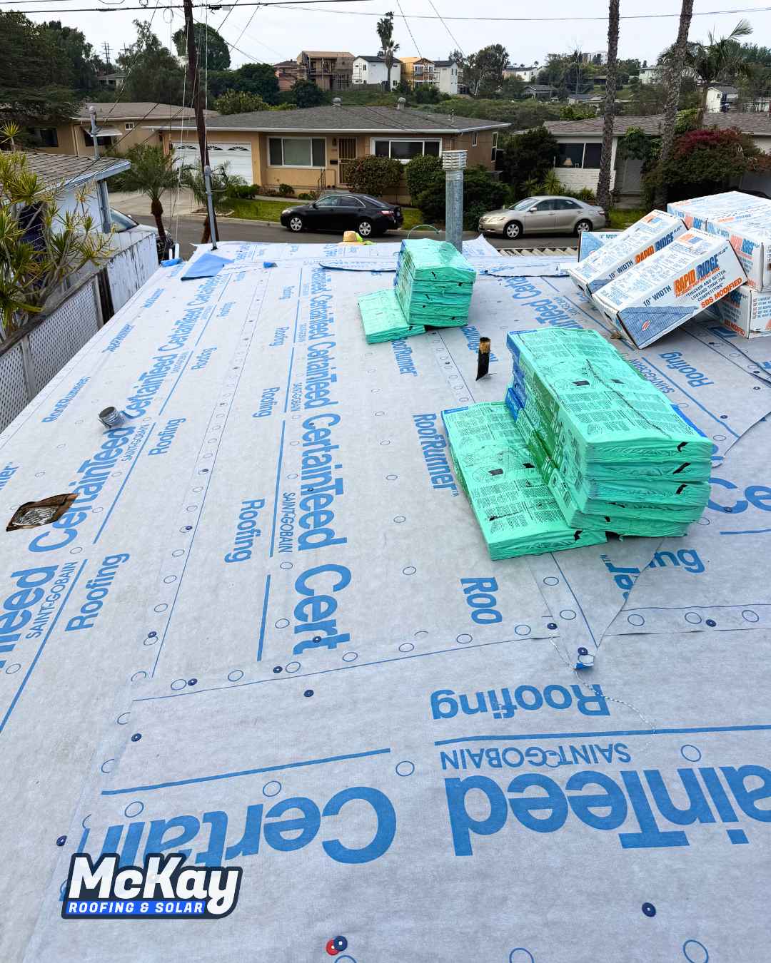 CertainTeed roofing underlayment installed before the new shingles.