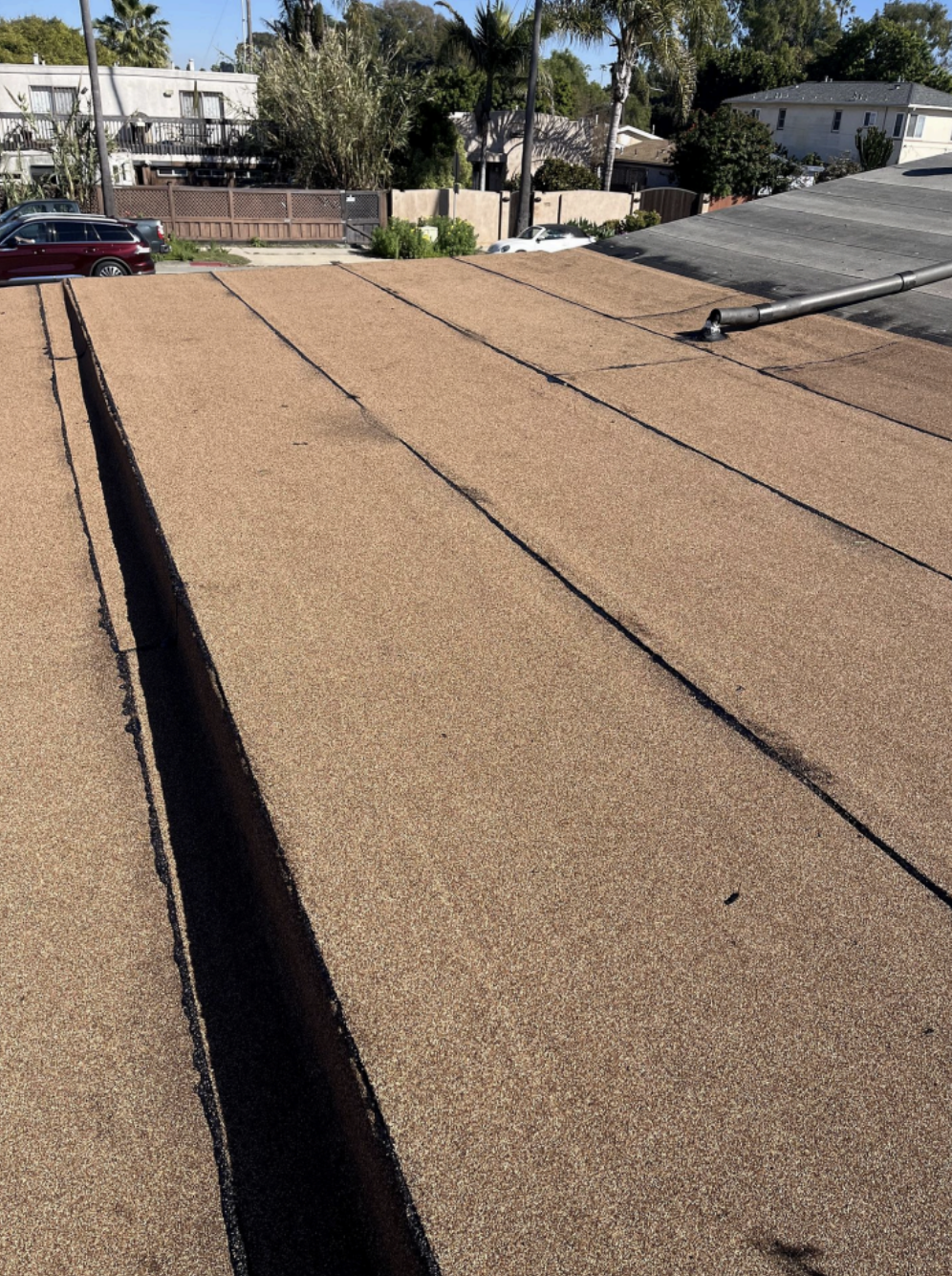 New torch down flat roof installation Ocean Beach San Diego Bacon Street