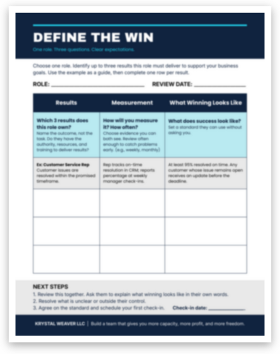 Define the Win worksheet preview