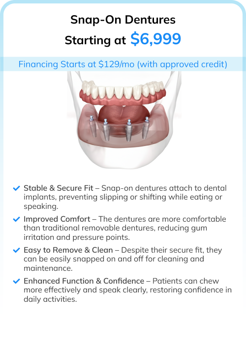 Snap-On Dentures | Only $7,999