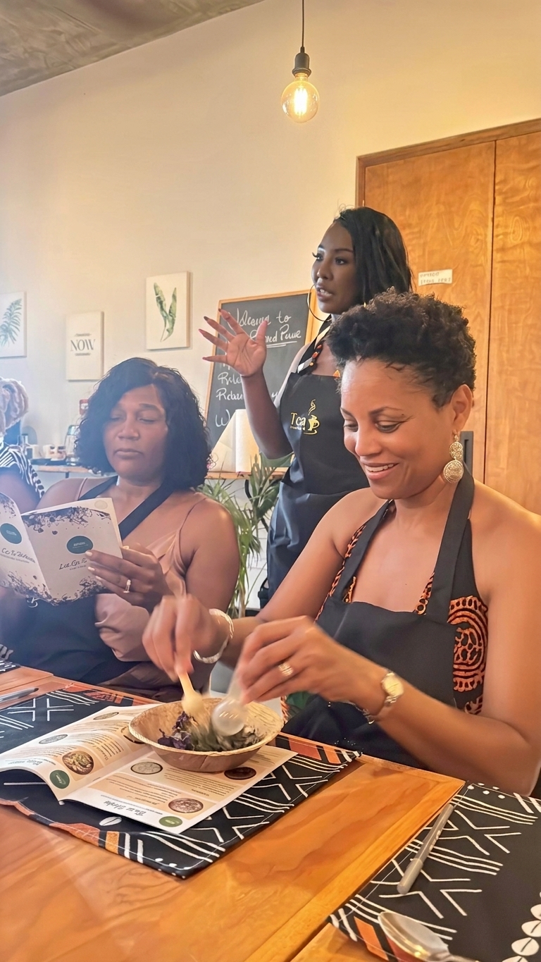Immersive self-care through guided tea blending and mocktail making
