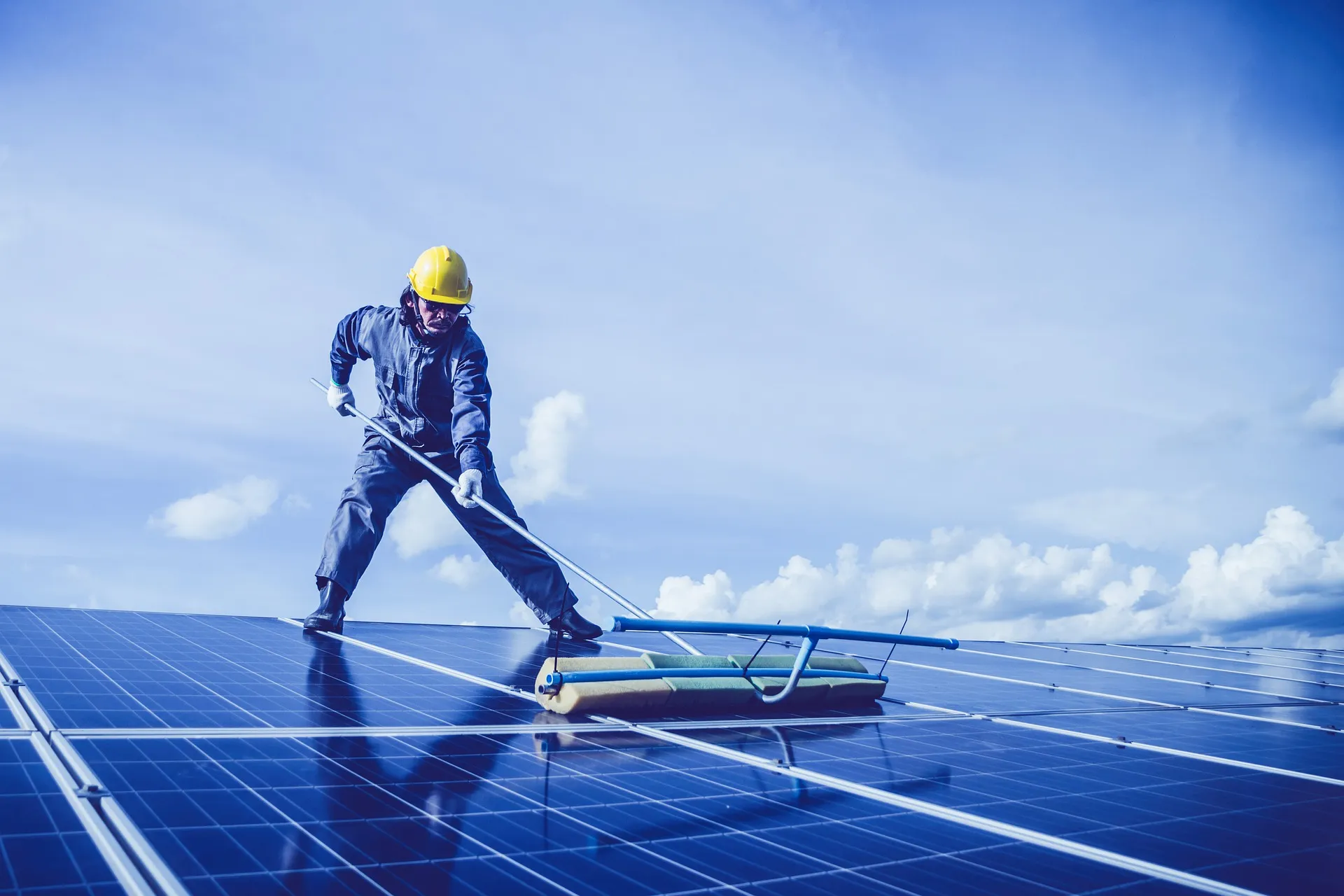 Clean gleaming solar panels on a roof, solar panel cleaning, Dallas Texas