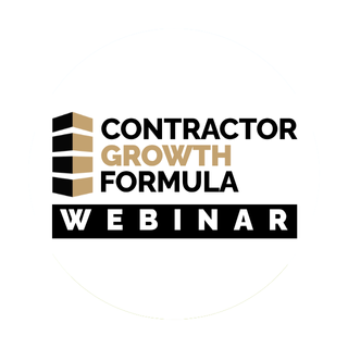 Promotional banner for the Contractor Growth Formula Webinar, featuring the logo and text 'Live/On-Demand' and 'Join Free,' highlighting a free webinar opportunity for contractors.