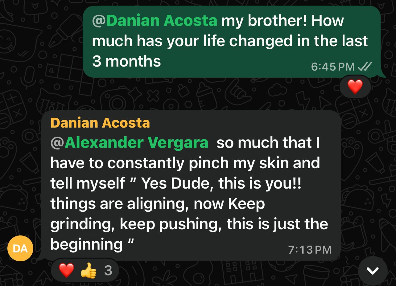 Danian construction success story text message about life-changing business growth after coaching program.