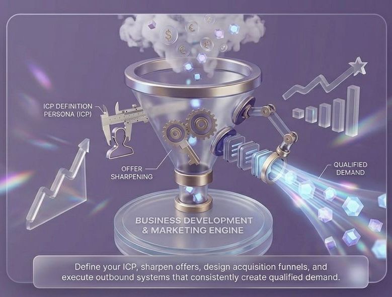 Business development and marketing engine illustration