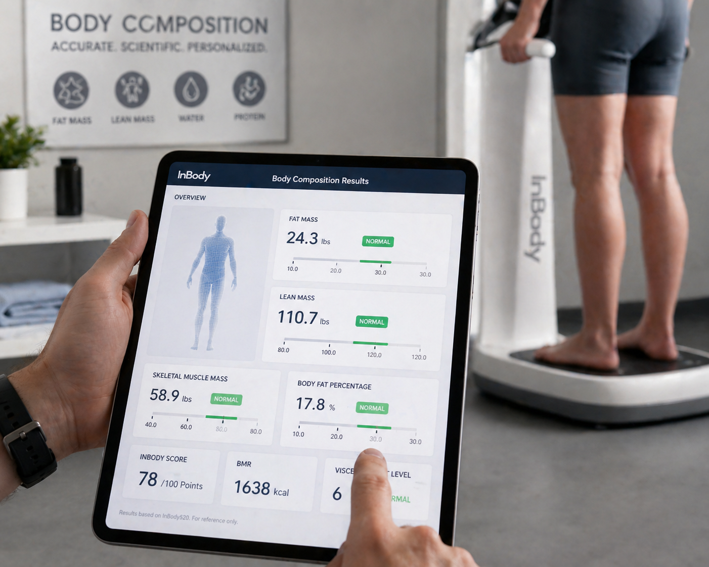 body composition scan showing fat mass and lean mass during weight loss