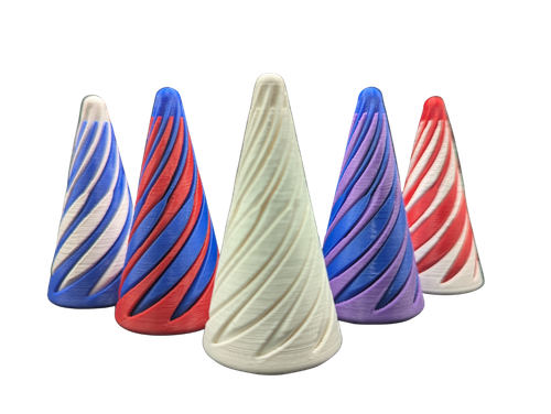 Spiral Fidgets in multiple two-tone color combinations