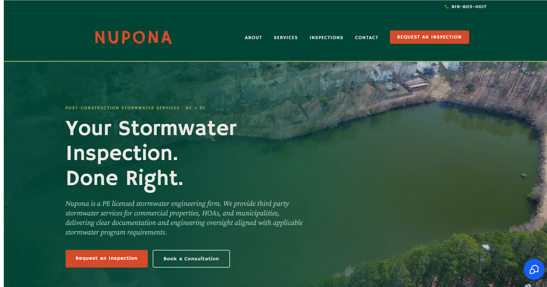 Nupona Stormwater Services website, built by Mixed Digital