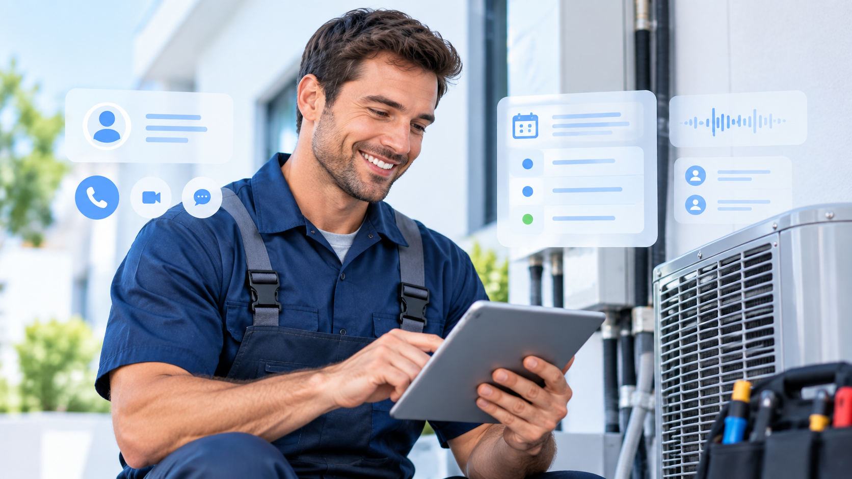 HVAC technician using AI receptionist
