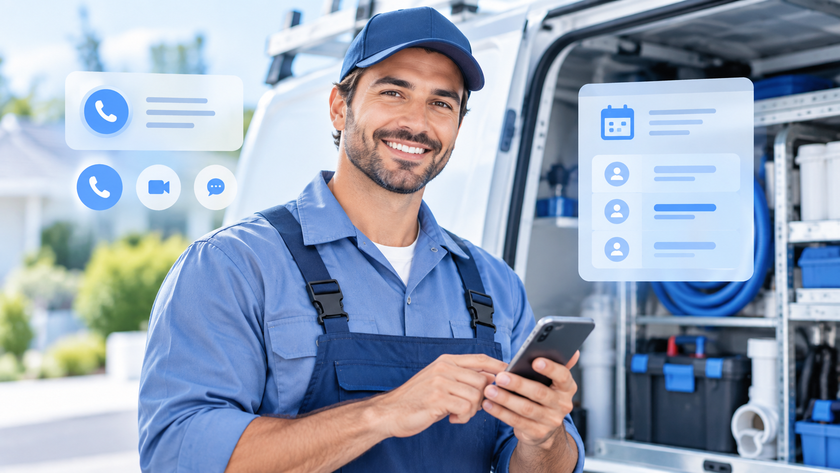 Plumbing service technician using AI receptionist