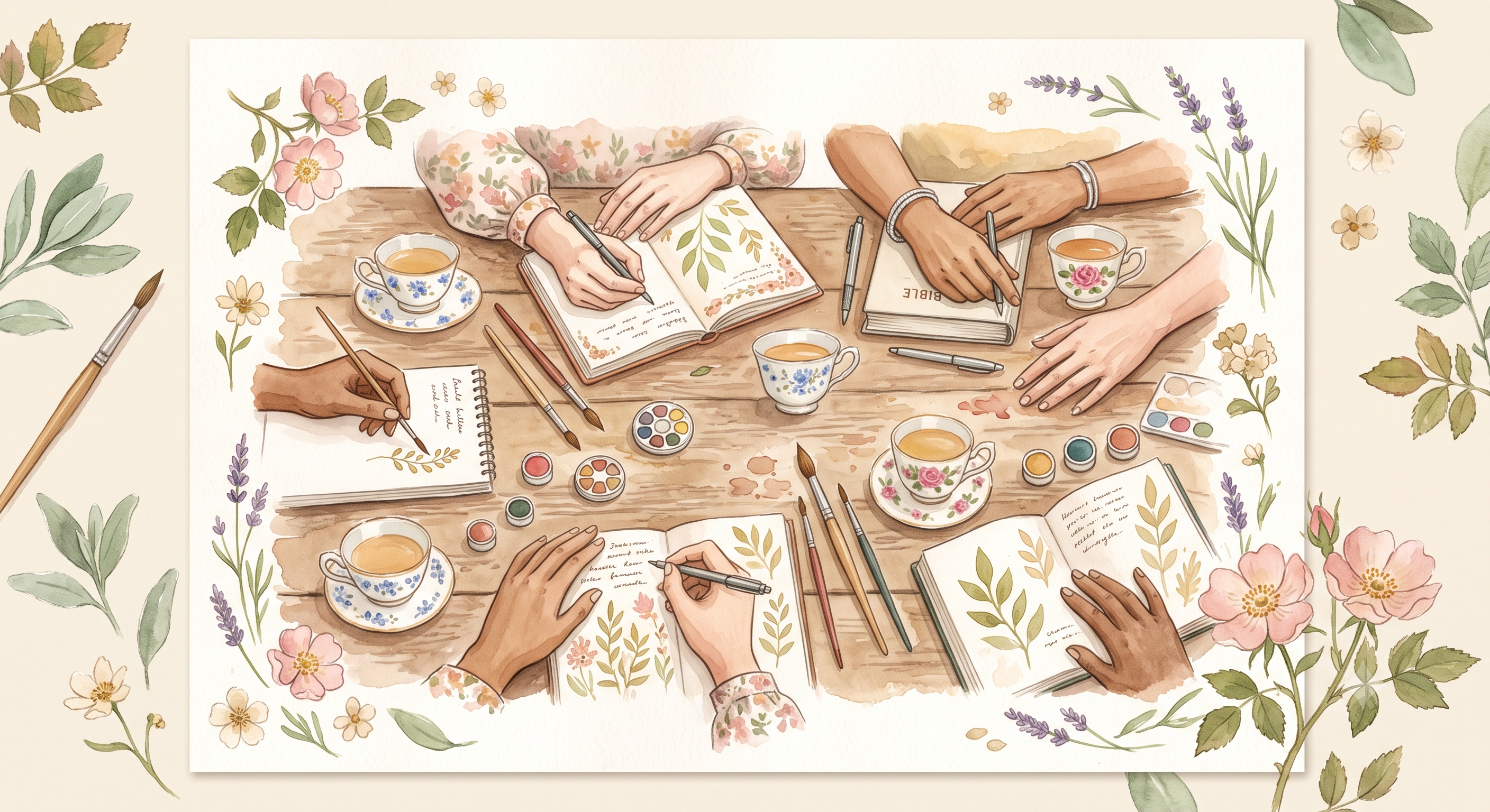 Women journalling together in the Creative Sanctuary community
