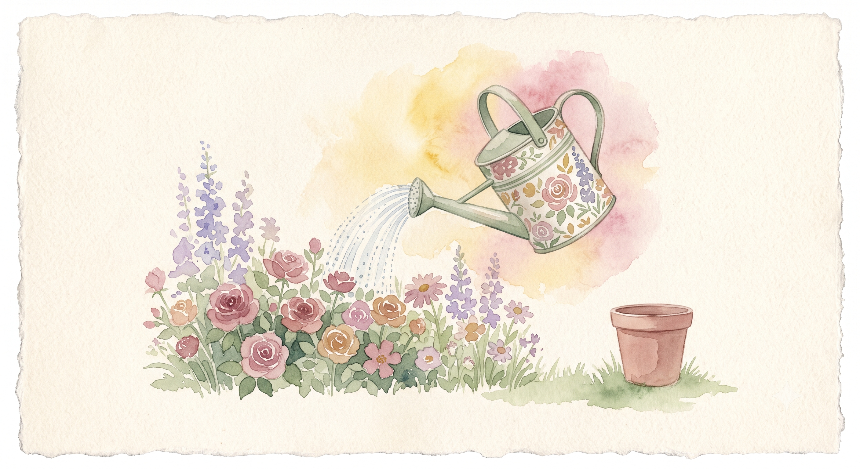 A watering can pouring over others' flowers, the woman who gives and gives