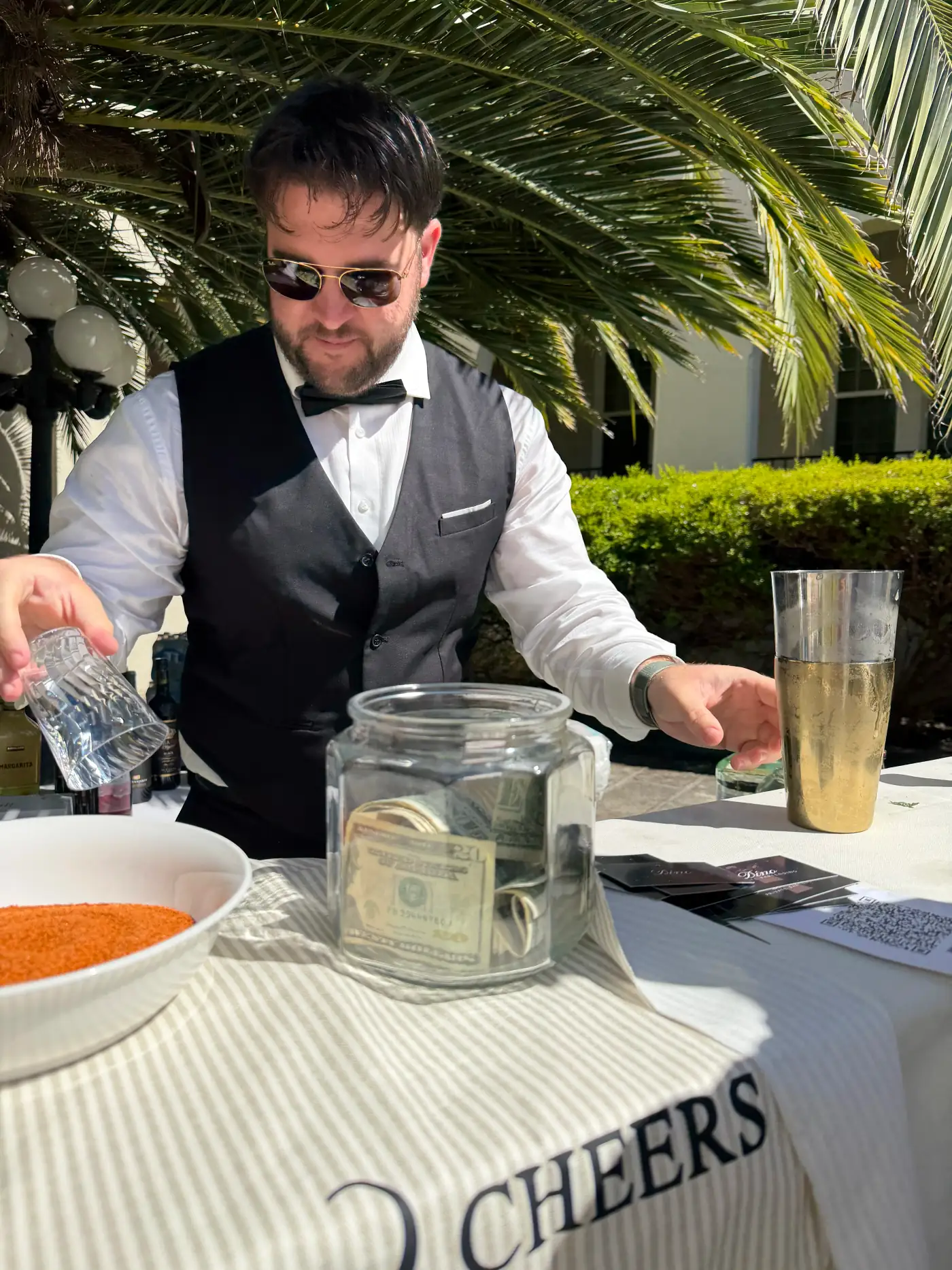 Dino working the bar at an outdoor Bay Area event