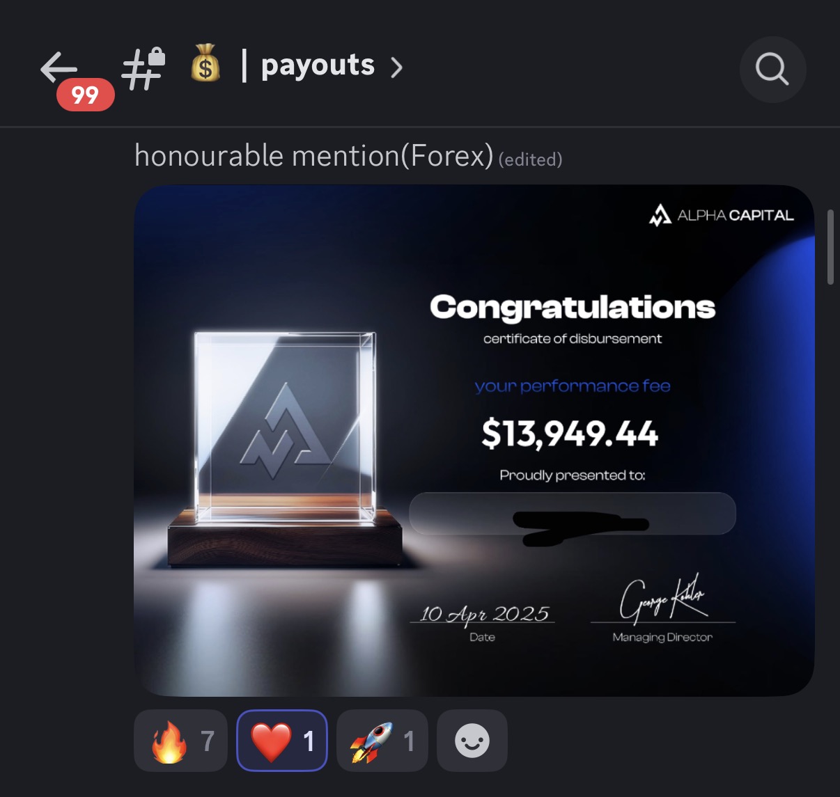 TigTrades Student Result 5
