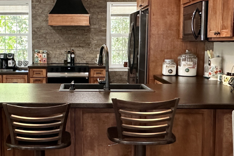 kitchen with metal countertops