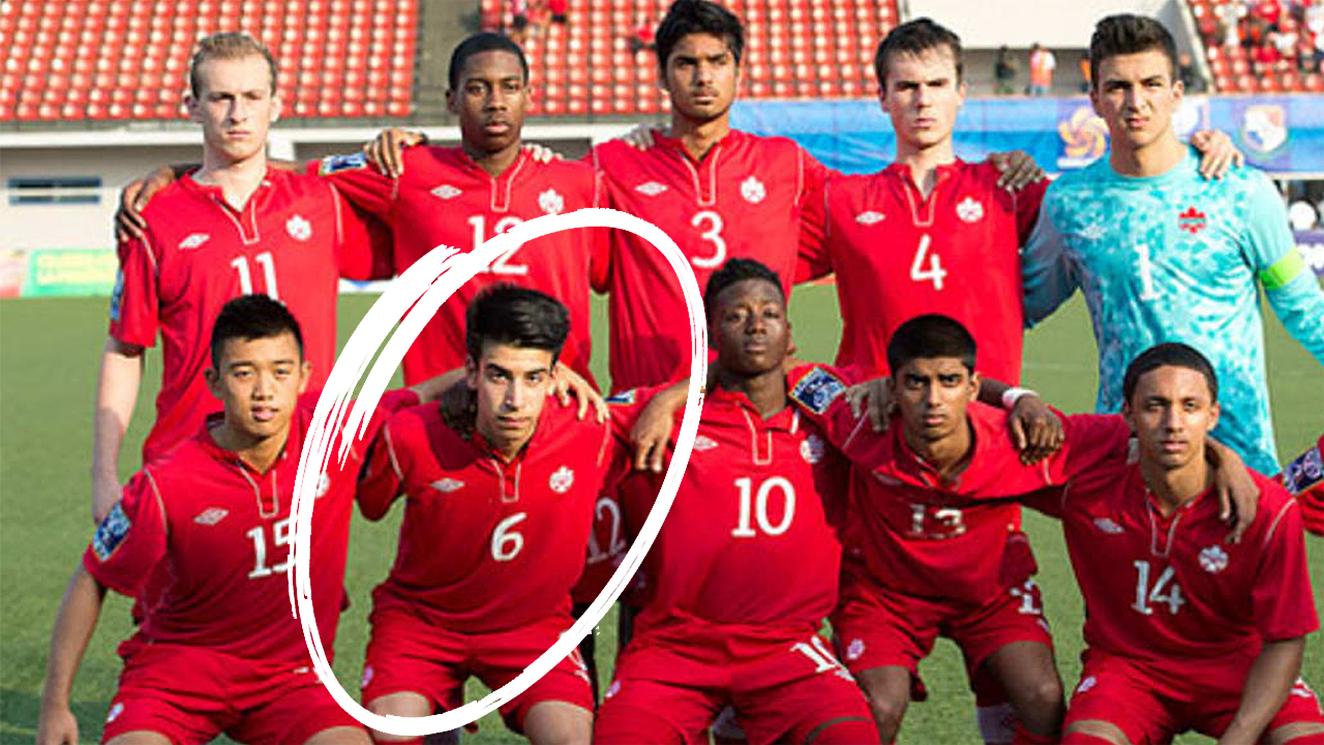 Team Canada team photo with Derick circled