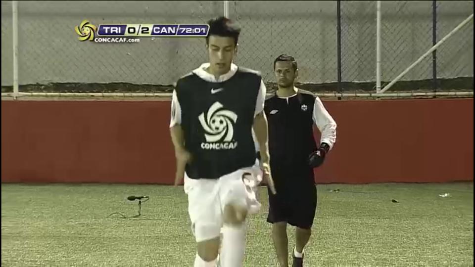 Derick warming up versus Trinidad in World Cup qualifiers