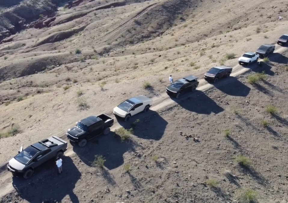Cybertruck convoy during Cyber Odyssey event