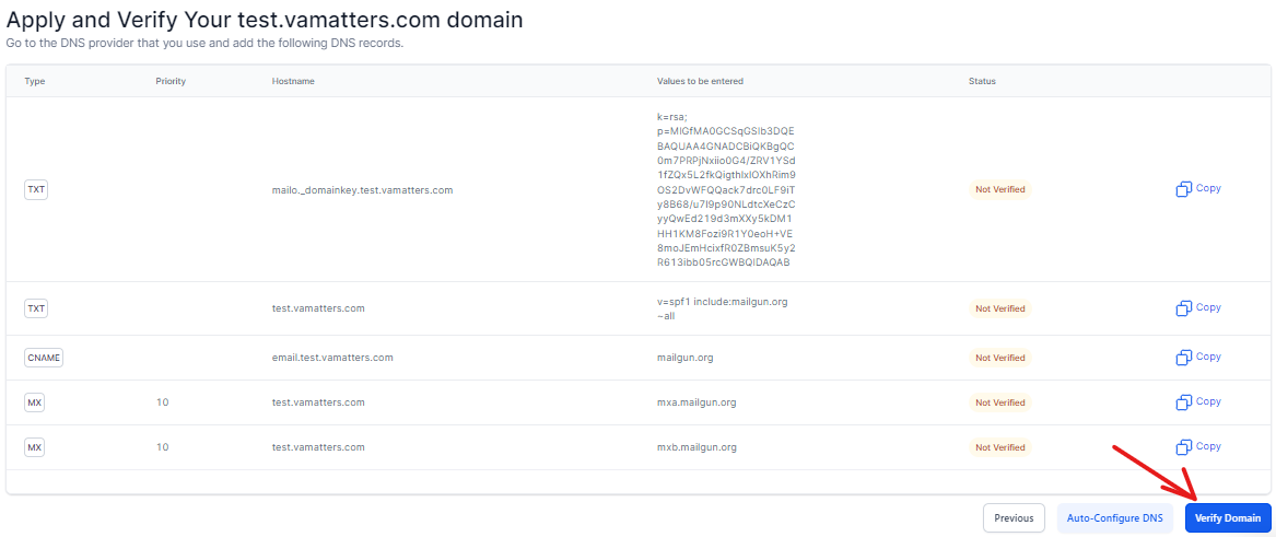 Verify Domain