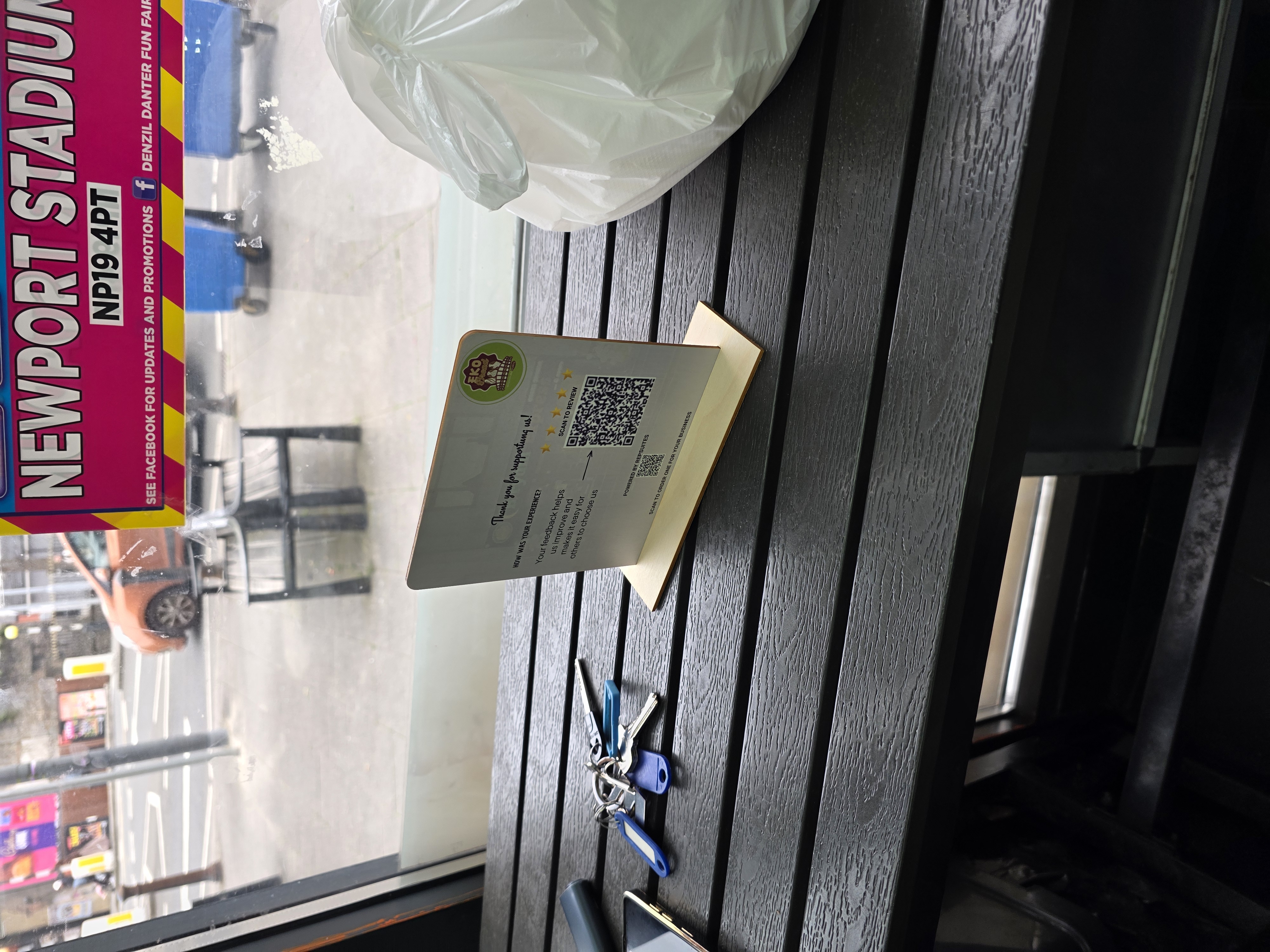 EKO branded review stand