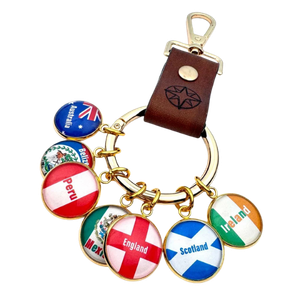 Leather charm holder with multiple charms