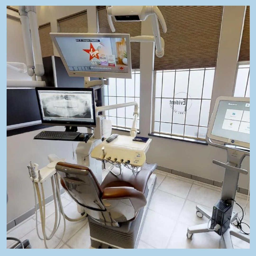 A bright, modern treatment room at Evident Care Dental in Maple Ridge