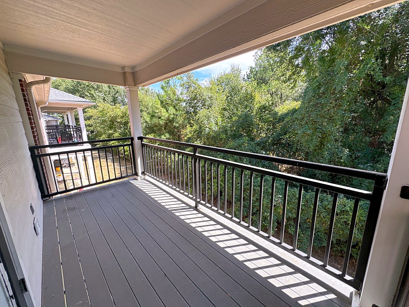 Covered private balcony with railing at a 2 bedroom apartment, Grace Pointe, Longview, TX