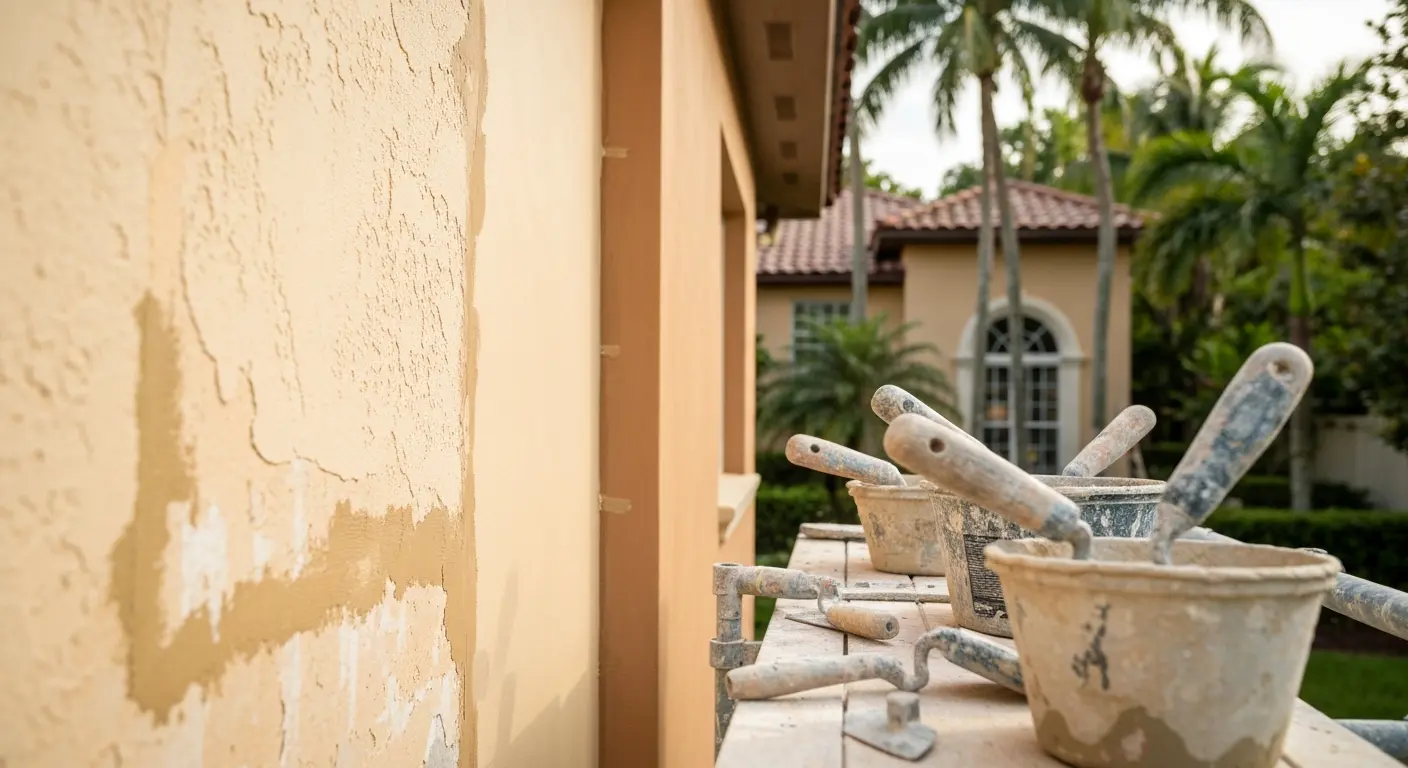 Water damaged stucco repair