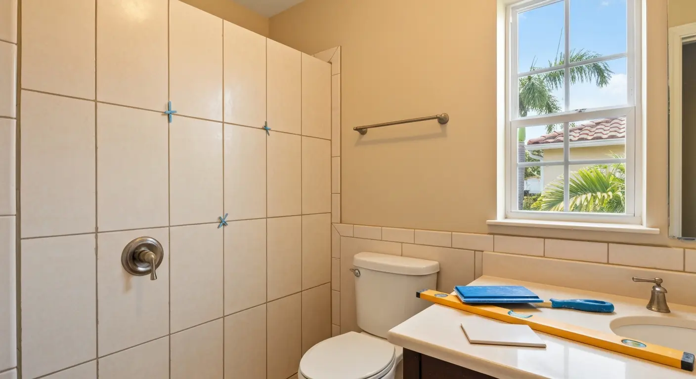 Shower tile repair work