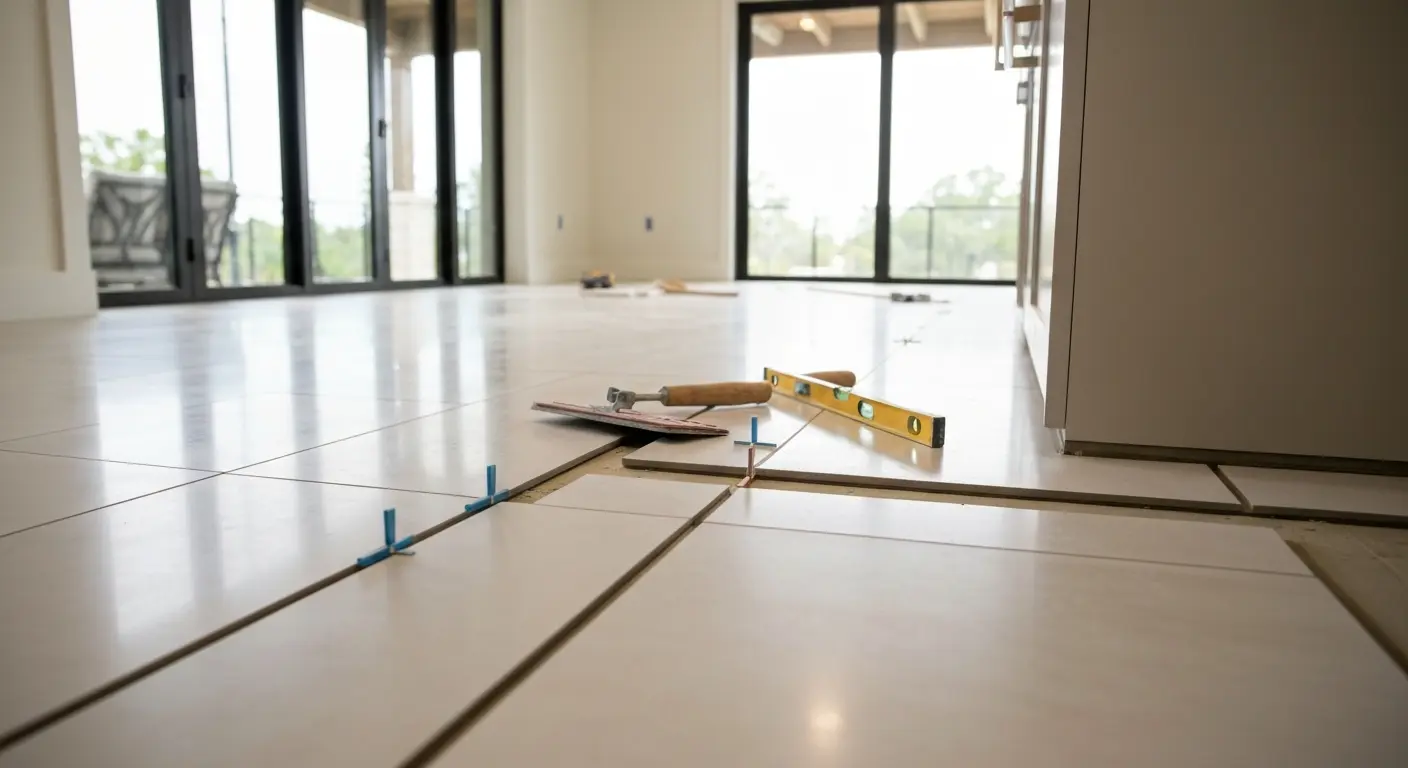 Porcelain tile kitchen flooring