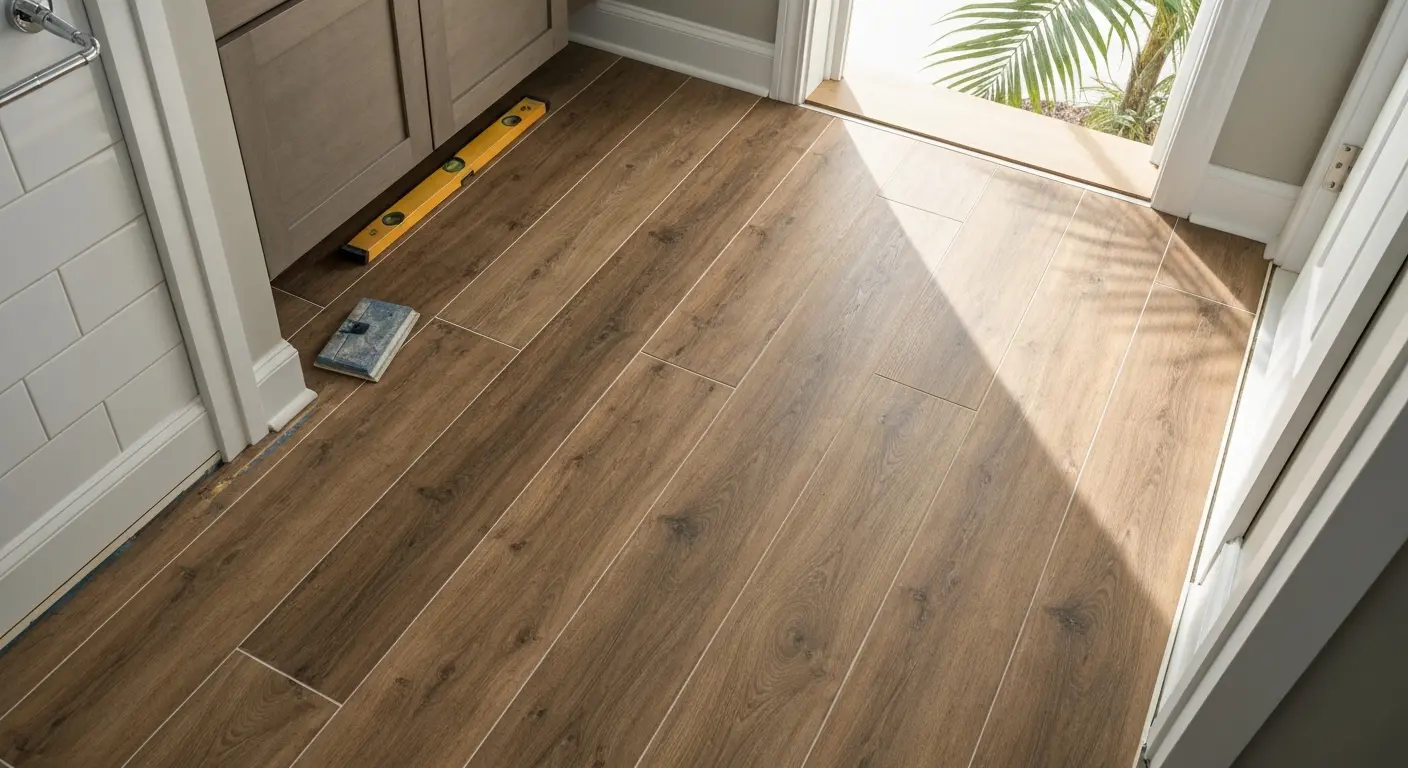 Bathroom luxury vinyl plank flooring