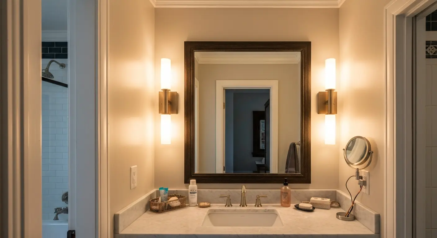 Bathroom vanity lighting installation