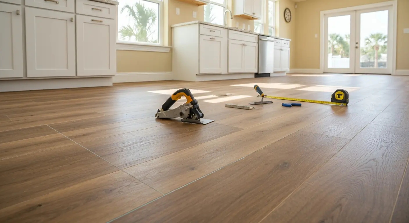 Luxury vinyl plank kitchen flooring