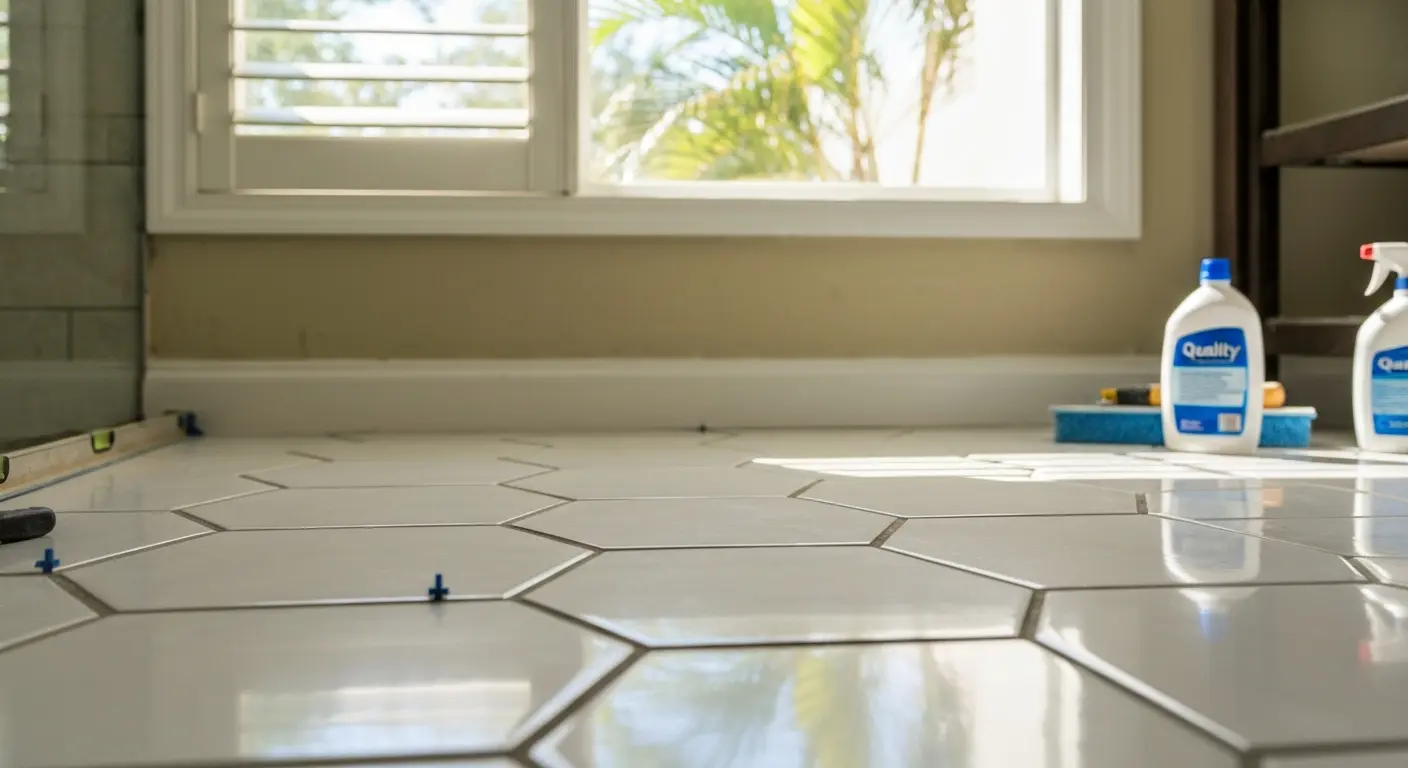 Bathroom ceramic tile flooring