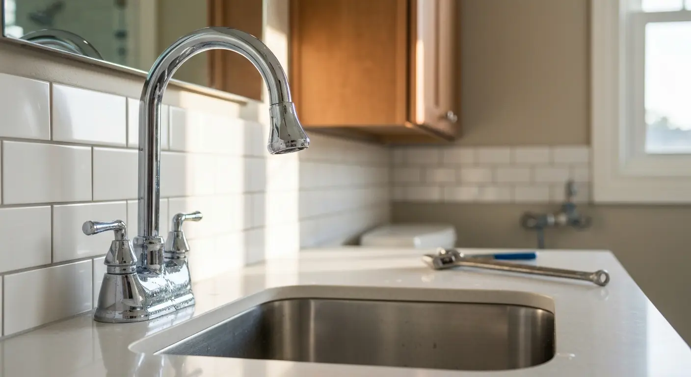 Faucet and sink installation detail
