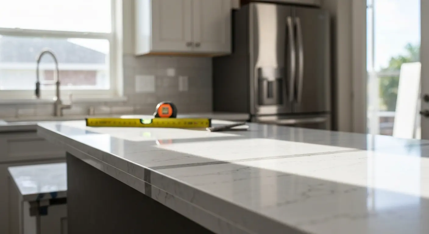 Quartz countertop installation