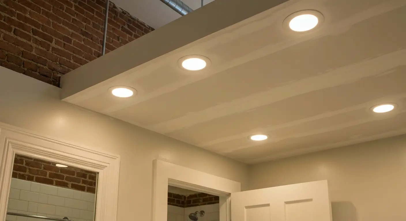 Recessed bathroom lighting installation