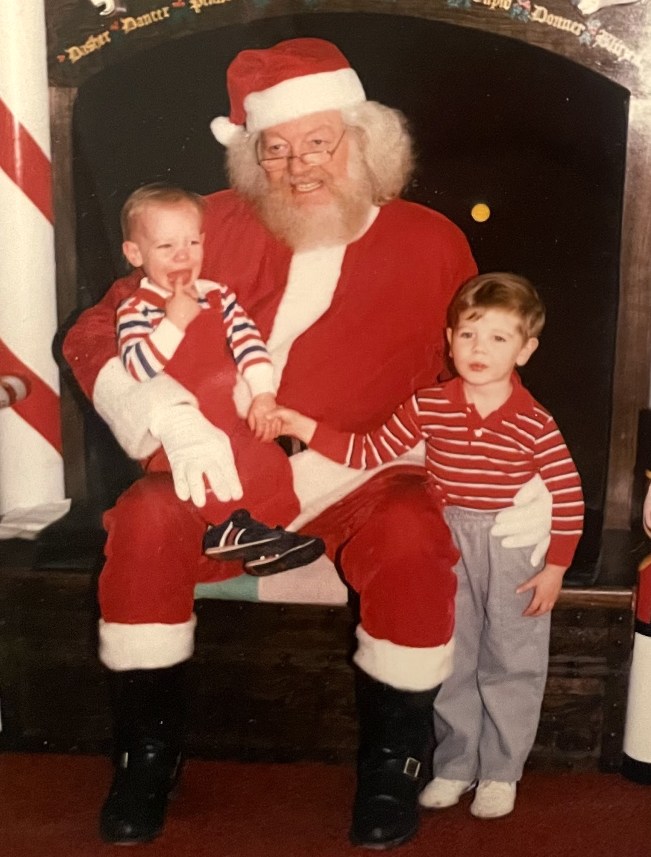 Mike and Joy’s two oldest boys visiting Santa in Old Town Temecula, circa 1989