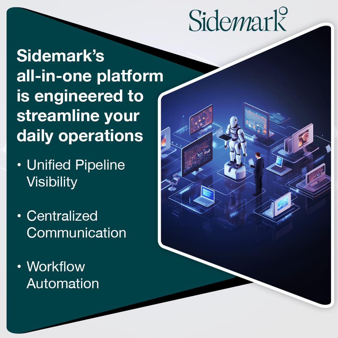 Digital interface showing CRM system with connected devices and automation features