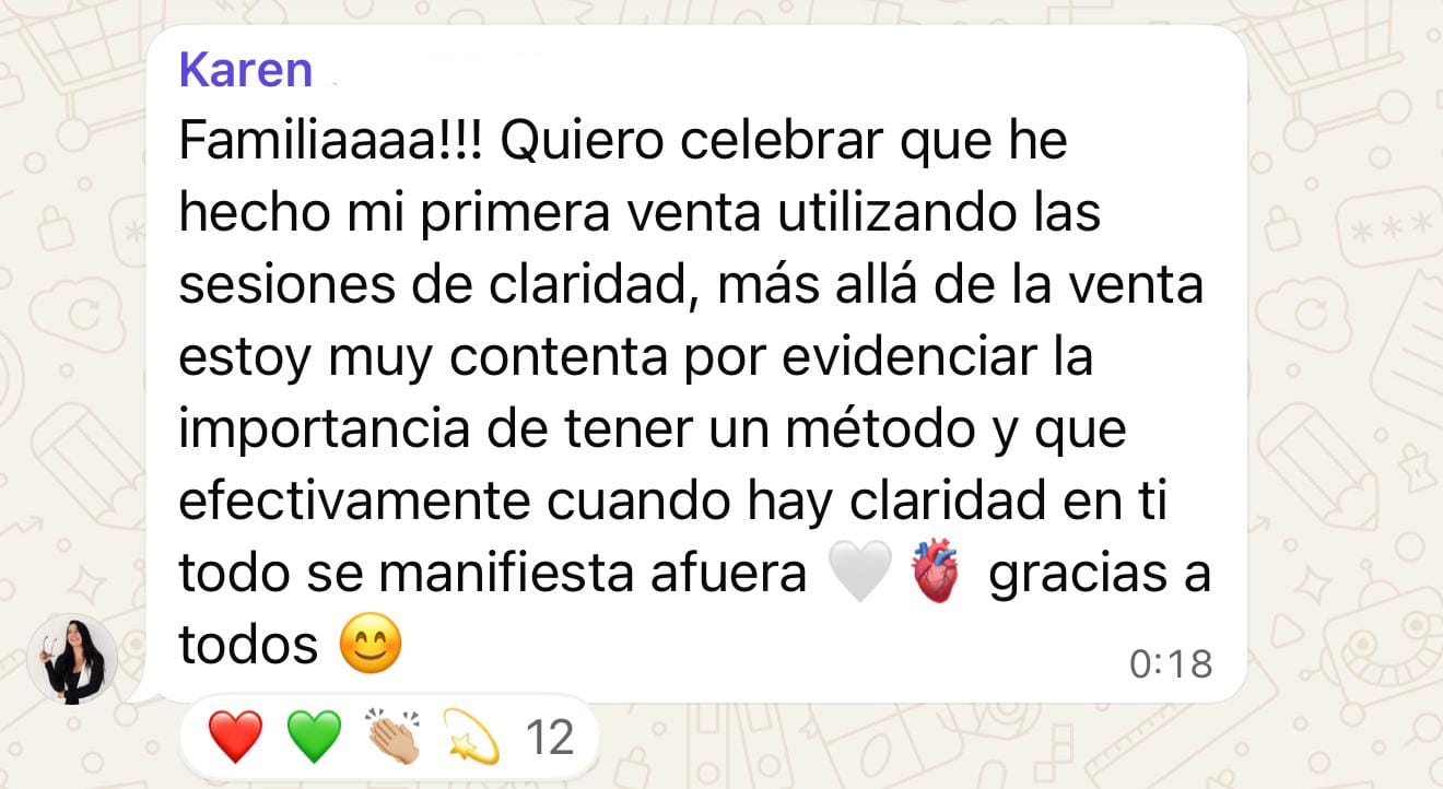 Testimonio — Sesiones de claridad primera venta