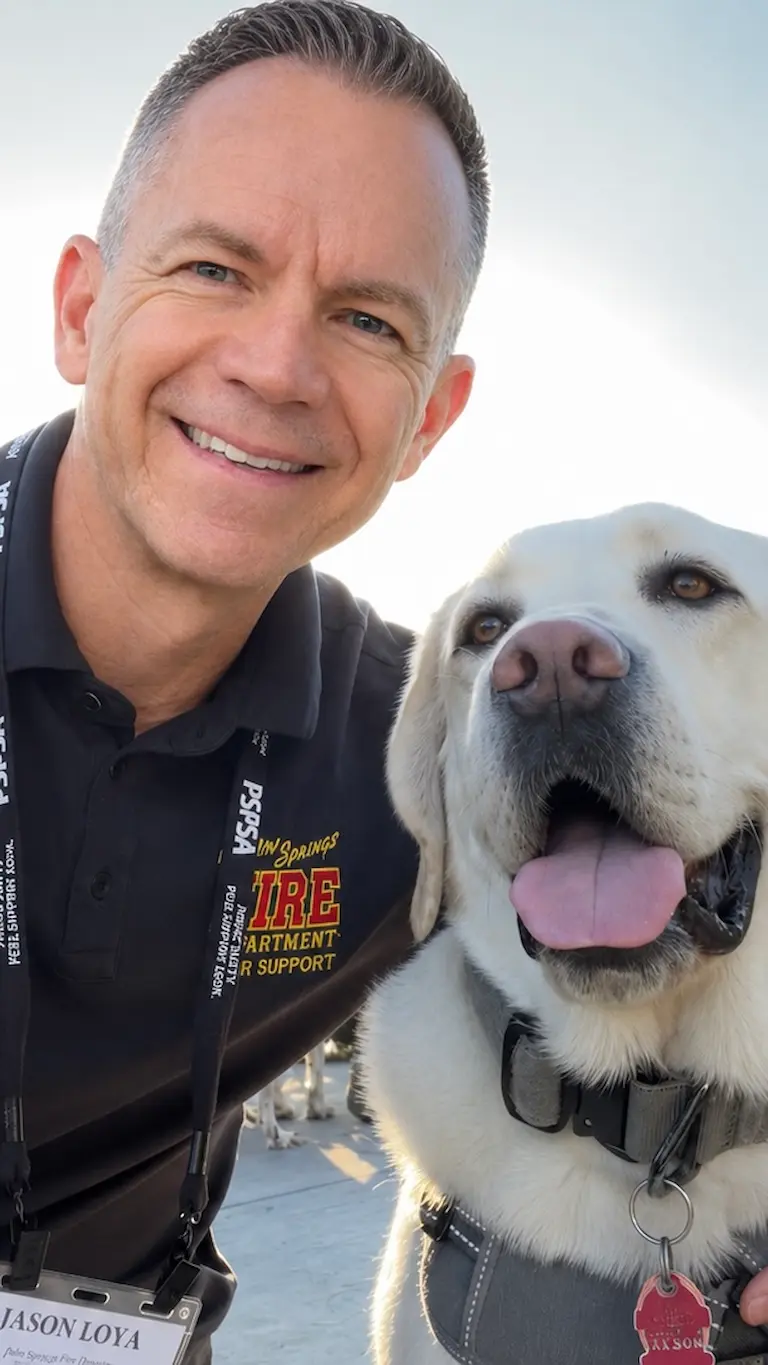 Jason and Ranger smiling