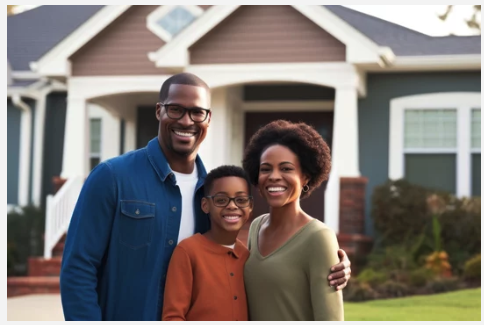 Caribbean mother with her family outdoors
