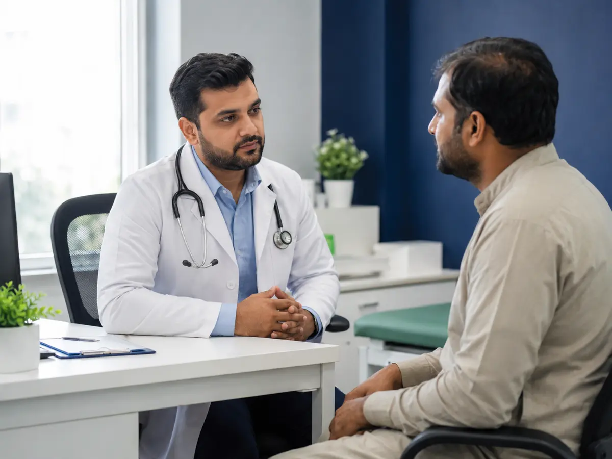South Asian general physician consulting a patient