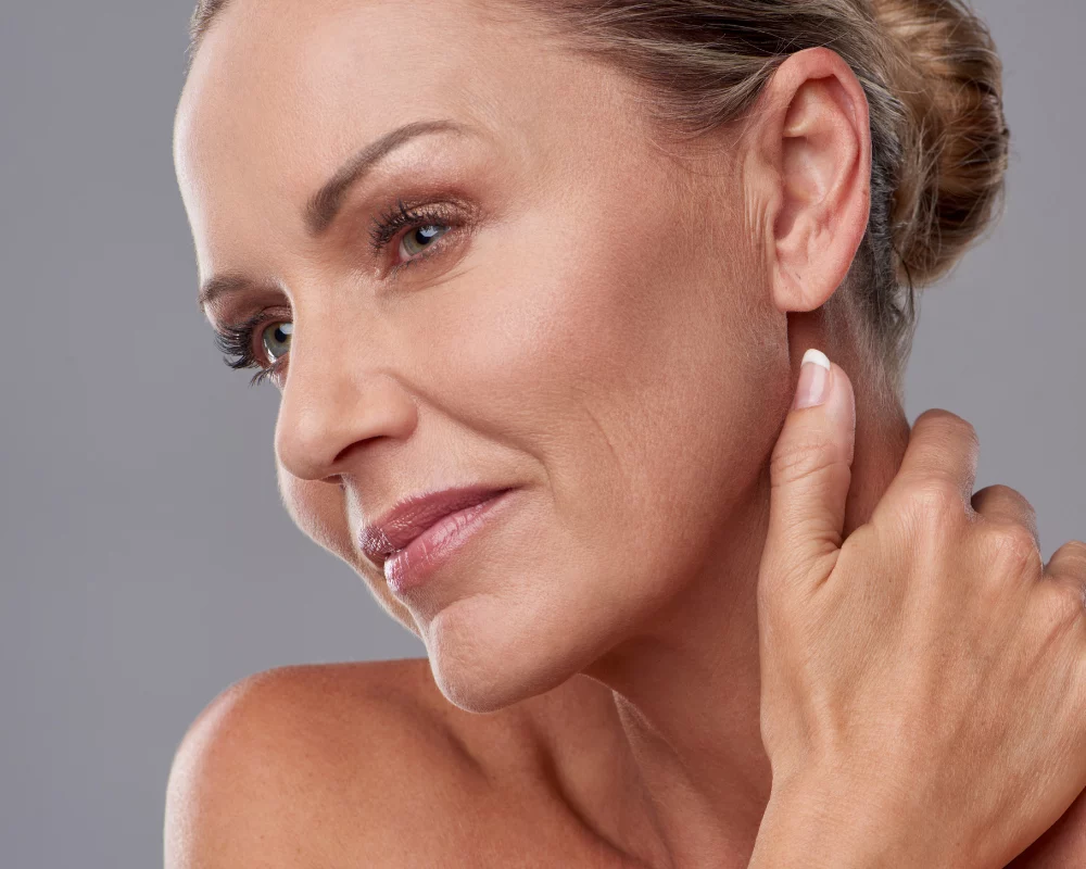 Close up of mature skin texture