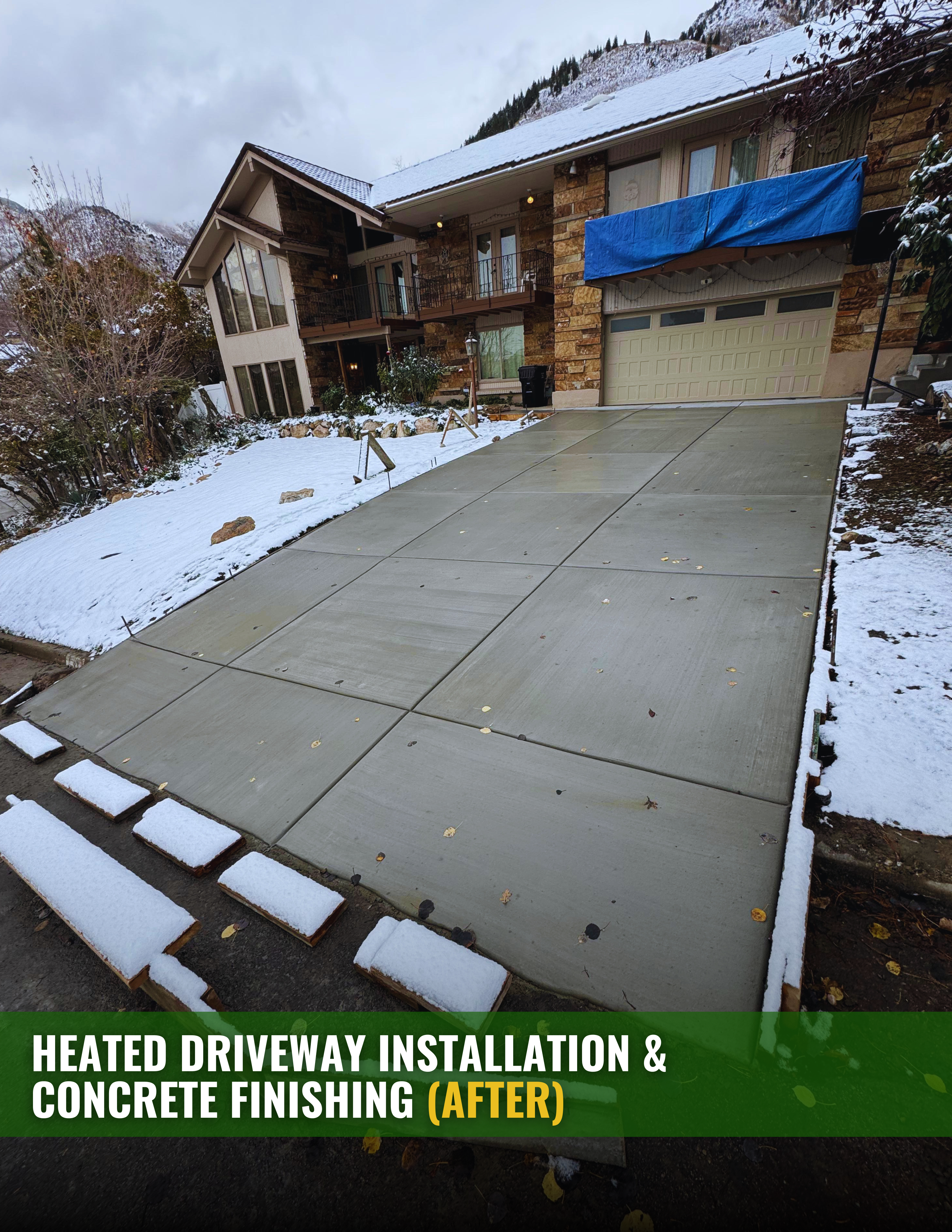 Completed heated concrete driveway after installation — Draper, Utah