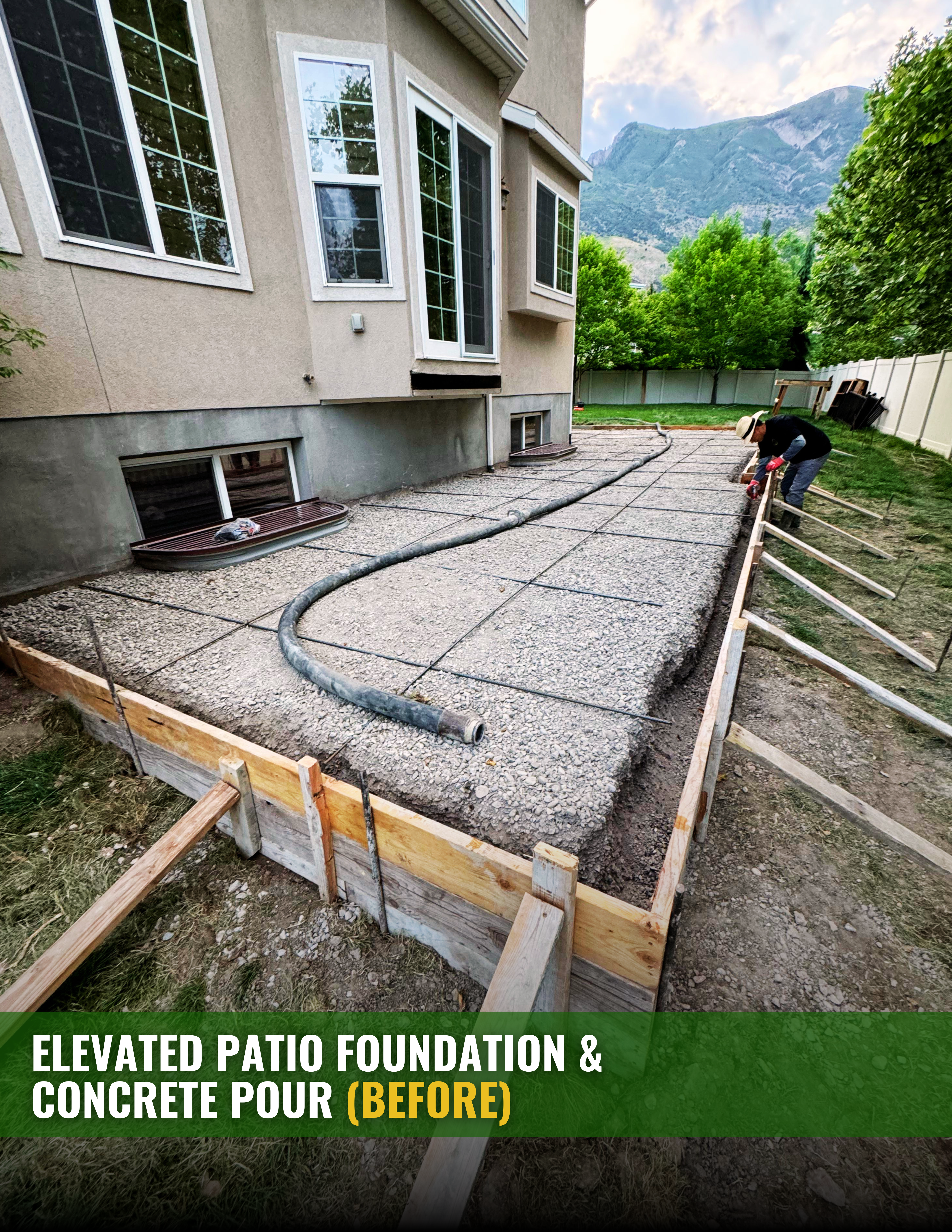 Elevated concrete patio before construction — Draper, Utah