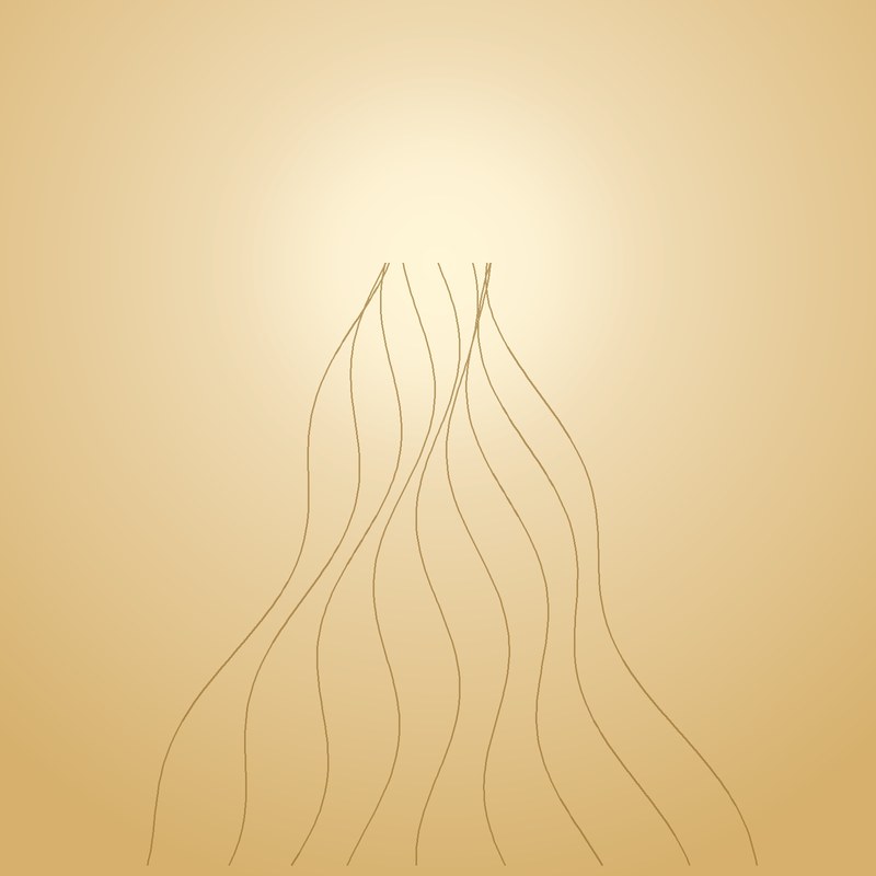 Gold channels of light flowing outward