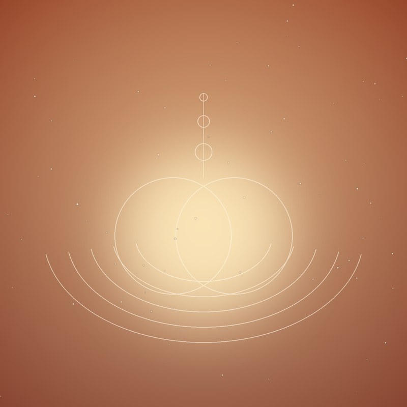Warm amber artwork with a glowing bowl of light